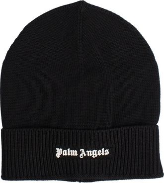 Palm Angels Classic Logo Beanie - unisex - Hoeden - Zwart - ONE Size - Katoen - Accessoires