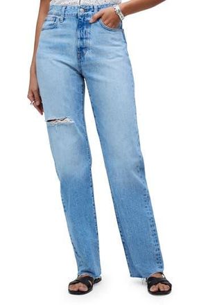 Madewell 90s Ripped Straight Leg Jeans in Revoir Wash at Nordstrom Rack, Size 28
