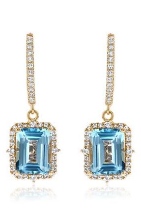Suzy Levian Semiprecious Stone Halo Drop Earrings in Blue/yellow at Nordstrom Rack