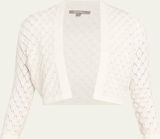 Lela Rose Pointelle Knit Bolero Jacket