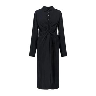 Maison Margiela Shirt Dresses, female, Black, Size: 2XS Draped Midi Dress