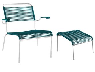 Schubiger M&ouml;bel Spaghetti-Lounger + Hocker S&auml;ntis mit Armlehnen