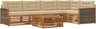 vidaXL Conjunto De Sof&aacute;s De Exterior 6 Uds. Natural Y Beige Vidaxl