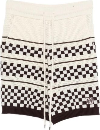 Amiri Checkered Mesh Short - Heren - Korte Broeken - Beige - L - Wol - Korte Broeken