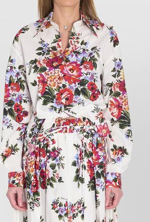 Dolce & Gabbana floral bouquet print cropped knot shirt