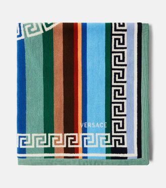 Versace Greca striped cotton terry bath sheet