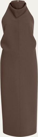 Khaite Roxanne Draped Halter Backless Midi Dress
