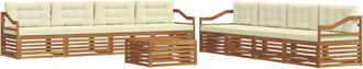 vidaXL Conjunto De Sof&aacute;s De Exterior 9 Uds. Natural Y Crema Vidaxl