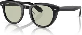 Oliver Peoples Stijlvolle Zonnebril Groene Lenzen - unisex - Zonnebrillen - Zwart - 48 MM - Accessoires
