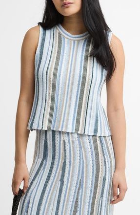 Barbour Josie Stripe Knit Cotton Blend Tank in White/Blue Multi at Nordstrom, Size 14 Us