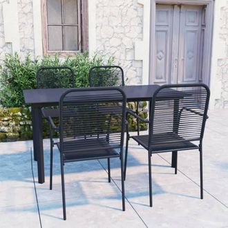 Berkfield Home 5 Piece Garden Dining Set Black Glass & Steel