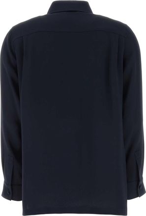Max Mara Womens Navy Blue Silk Geranio Shirt Blu Marino Exterior: Camicie
