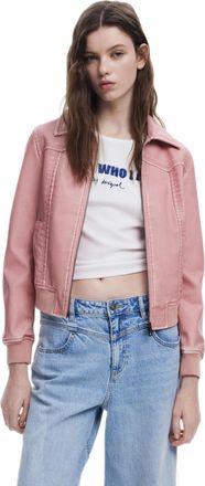 Desigual Colorado Faux Leather Biker Jacket 25SWEW471 Red