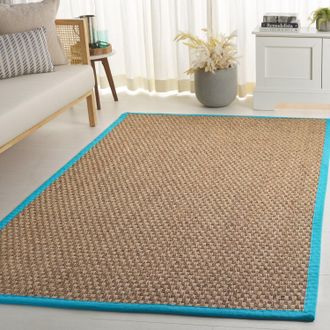 Safavieh Natural Fiber Machine Made Area rug, Natural / Turquoise Natural Fiber Style Easy Care