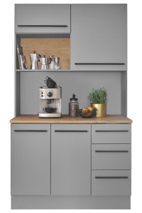 MID.YOU Mid.you Buffet, Grau, Eichefarben, Kunststoff, 2 F&auml;cher, 3 Schublade(n) Schubladen, 120x211x60 cm, Beim&ouml;bel erh&auml;ltlich, K&uuml;chen, K&uuml;chenm&ouml;bel, Buffetsch