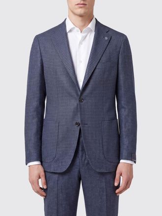 Tagliatore Blazer monopetto a quadri in lana e seta con tasche a toppa