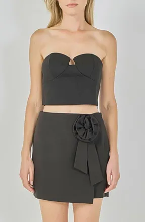 endless rose Strapless Crop Top in Black at Nordstrom, Size X-Small