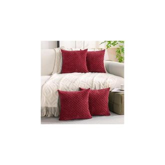 OEM Juego De 4 Fundas De Coj&iacute;n Decorativas Color Burdeos, De 66 X 66 Cm, De Pana, Ideales Para Camas, Sof&aacute;s Y Salas De Estar Fundas De Coj&iacute;n Cuadradas Y S