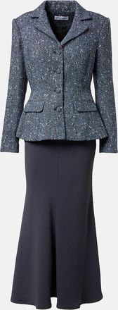 Self Portrait Boucle and crepe midi dress