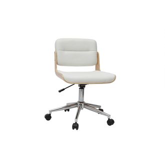 Miliboo Miliboo - Silla De Escritorio Giratoria Blanca Con Madera Clara Aramon