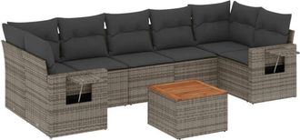 vidaXL Vidaxl - Set De Sof&aacute;s De Jard&iacute;n 8 Pzas Y Cojines Rat&aacute;n Sint&eacute;tico Gris