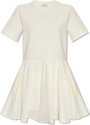 Moncler Jurk met korte mouwen - Dames - Korte kleedjes - Beige - S - Katoen - Kleedjes