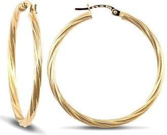 Jewelco London 9ct Gold Twisted 2.5mm Hoop Earrings 34mm - JER560E