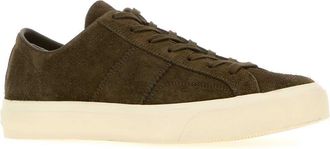 Tom Ford Mens Khaki Suede Cambridge Sneakers Khakicream
