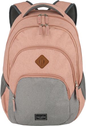 Travelite Laptoprucksack TRAVELITE BASICS Melange, Damen, Gr. B/H/T: 31cm x 45cm x 16cm, rosa (rosa, grau), Polyester, Basic, Rucks&auml;cke Laptoprucksack, Freizeit