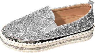 Generic Womens Slippers with Glitter Breathable Casual Shoes One Colour Slip-On Sneakers Soft Hiking Shoes Flat Loafer Travel-friendly Summer Shoes Barefoot S