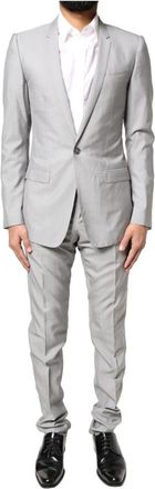 Dolce & Gabbana Grijs Wollen Zijden Formeel Pak - Heren - Business pakken - Grijs - XS - Wol - Kostuums