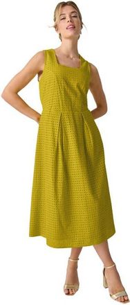 Jessica London Sleeveless Eyelet Midi Dress in Golden Citrus at Nordstrom, Size 26