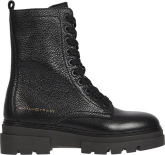Tommy Hilfiger Leren veterlaarzen - Dames - Veterlaarzen - Zwart - 36 EU - Leer - Schoenen
