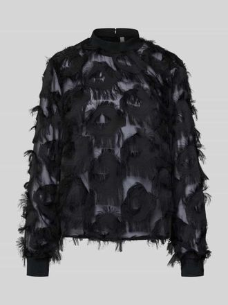 Vero Moda Semitransparentes Bluse mit Fransen Modell DIO in Black, Gr&ouml;&szlig;e 40