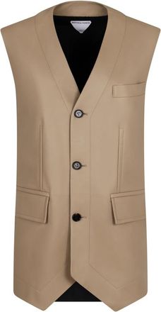 Bottega Veneta Oversize Single-breasted Vest met Zakken - Dames - Gillet - Beige - XS - Kostuums
