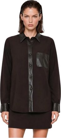 Kocca Camicia Button-up con Collo- Tasca e Polsini in Ecopelle - - Blouses & Shirts - Donna - Marrone - XS
