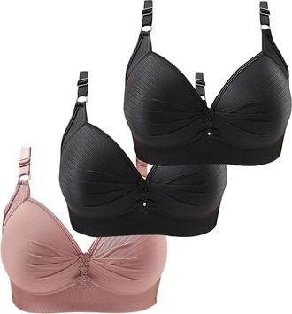 Generic Anti Sagging Bras for Older Women 3 Pack Bras for Sagging Breasts Wireless Push-Up Bra Super Gather Wire-Free Push-Up Bra Ladies Non Wired Full Covera