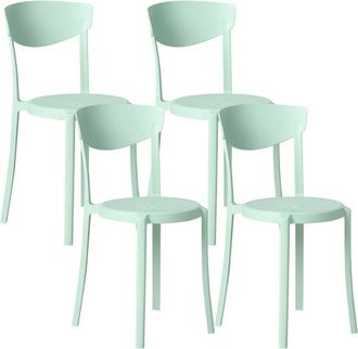 Beliani Set of 4 Garden Chairs Mint Green Polypropylene Lightweight Weather Resistant Plastic Indoor Outdoor Modern VIESTE