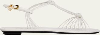 Prada Tubular Leather Flat Sandals