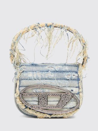 Diesel Borsa 1DR Diesel in denim sfrangiato con monogram di strass