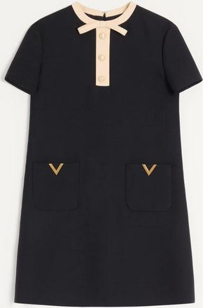 Valentino Abito Corto In Crepe Couture Donna NERO/BETULLA 36