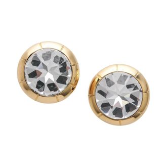 Alessandra Rich Ronde Metalen en Kristallen Oorbellen - Dames - Oorbellen - Geel - ONE Size - Accessoires