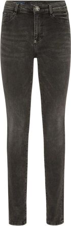 Philipp Plein Denim High Waist Jegging Logo - Dames - Skinny Jeans - Grijs - W26 - Denim - Jeans