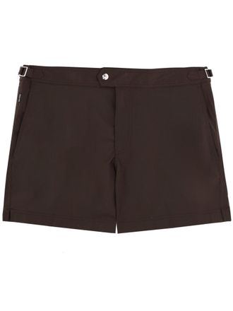 Tom Ford Polyester Flat Front Single Button Swim Shorts