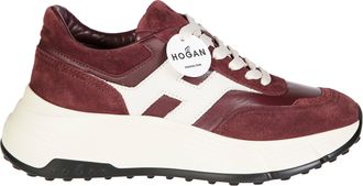 Hogan Bordeaux Suede Sneakers with White Leather Accents
