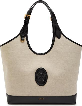 Versace Large Leather and Canvas Tote bag - Black - One Size