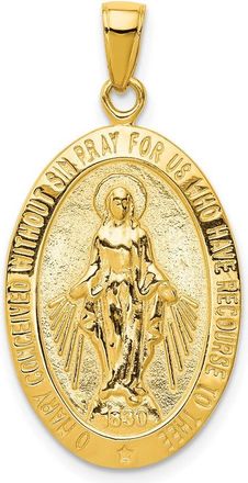 Diamond2Deal 10k Yellow Gold Gold Satin and Polished Finish Miraculous Medal Pendant