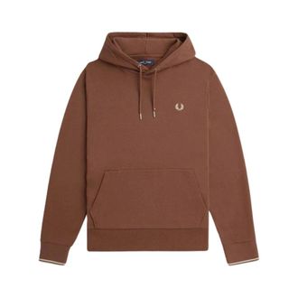 Fred Perry Hoodies, male, Brown, S, Tipped Hooded Sweatshirt