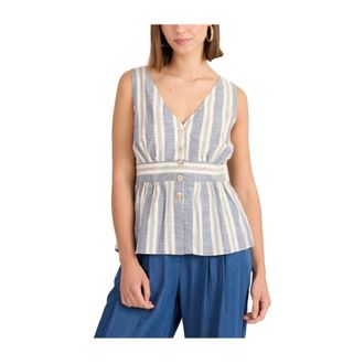 Nafnaf Bohemian Chic Geborduurde Shirt - Dames - Tops zonder mouwen - Blauw - XS - Denim - Tops