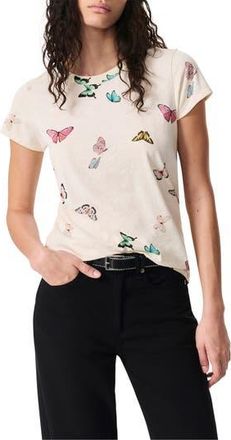 Rag & Bone Ozzy Butterfly Print Cotton Blend T-Shirt in Ivory Multi at Nordstrom Rack, Size Xx-Small
